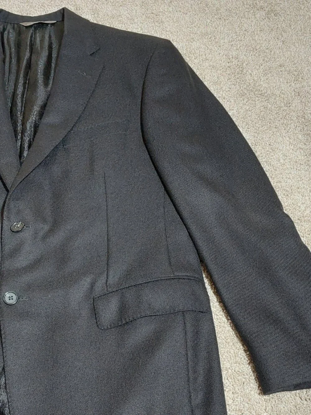 Loro Piana worsted cashmere black sport coat blazer Size 40R See Measurements